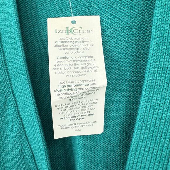 Vintage 1992 Izod Club Womens Teal Button Down Sweater Vest MEDIUM Golf Patch - Picture 3 of 8